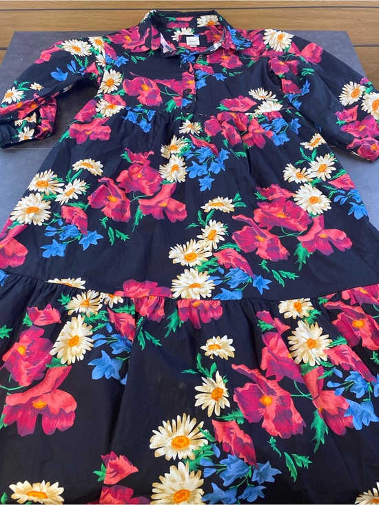 Anthropologie Dresses & Skirts - Anthropologie Maeve Black Floral Midi Tiered Cotton Dress size Medium